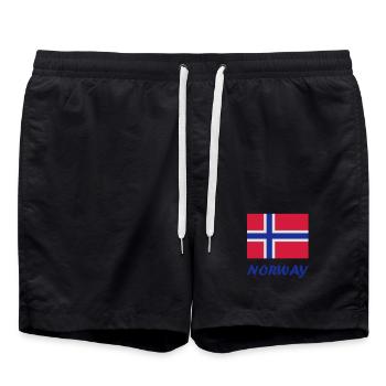 Norwegische Flagge - Badeshorts - Schwarz - Vorne - AI Model Male 185 light (185cm)