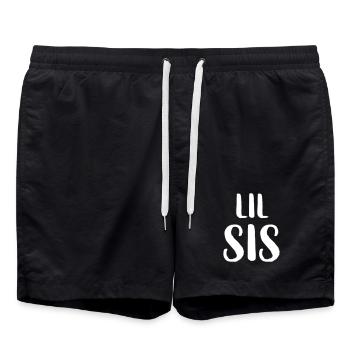 lil sis Schwester Geschwister Familie Geschenk - Badeshorts - Schwarz - Vorne - AI Model Male 185 light (185cm)