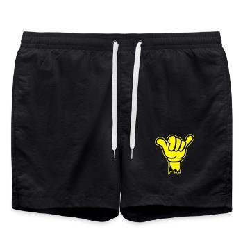hand shaka finger - Badeshorts - Schwarz - Vorne - AI Model Male 185 light (185cm)