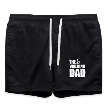 The Walking Dad – Papa mit Kinderwagen - Badeshorts - Schwarz - Vorne - AI Model Male 185 light (185cm)