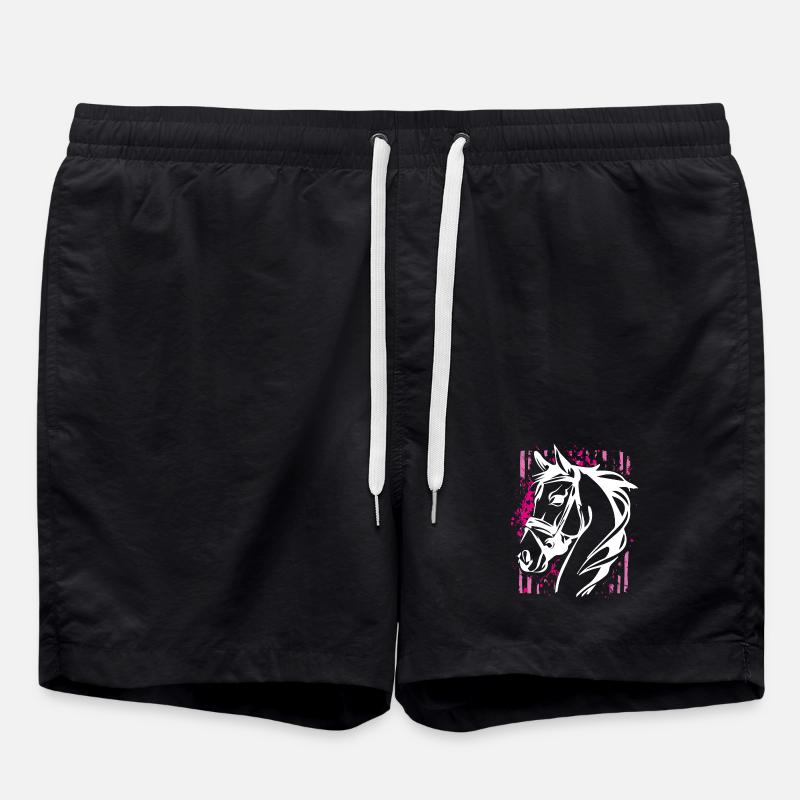 Graffiti-Stil Pferd mit Pinkem Farbsplash - Badeshorts - Schwarz