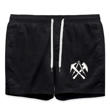 Dachdecker Zunftsymbol Im Coolen 3D Grunge Look - Badeshorts - Schwarz - Vorne - AI Model Male 185 light (185cm)