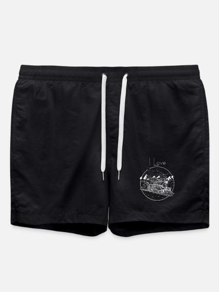 Steam train in winter magic - Swim Trunks - black