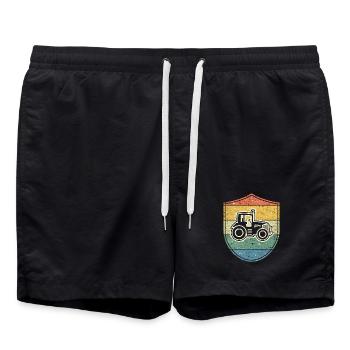 Tractor for Farmers & Farmers - Vintage Emblem - Swim Trunks - black - Front - AI Model Male 185 light (185cm)