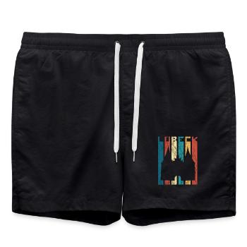Lübeck Holstentor Retro Vintage Luebeck Geschenk - Badeshorts - Schwarz - Vorne - AI Model Male 185 light (185cm)
