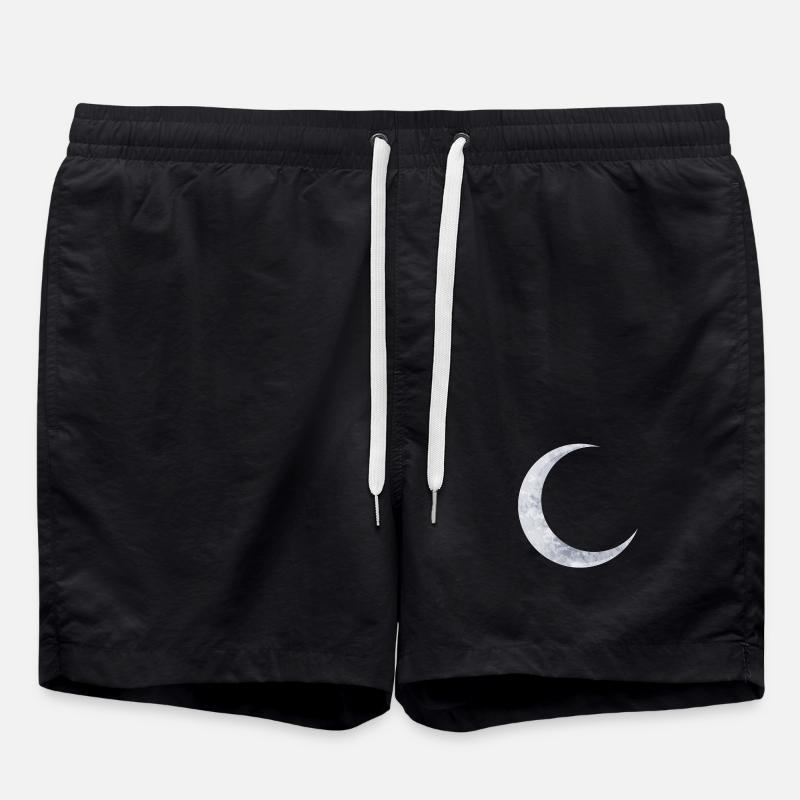 delicate shimmering silver moon - Swim Trunks - black