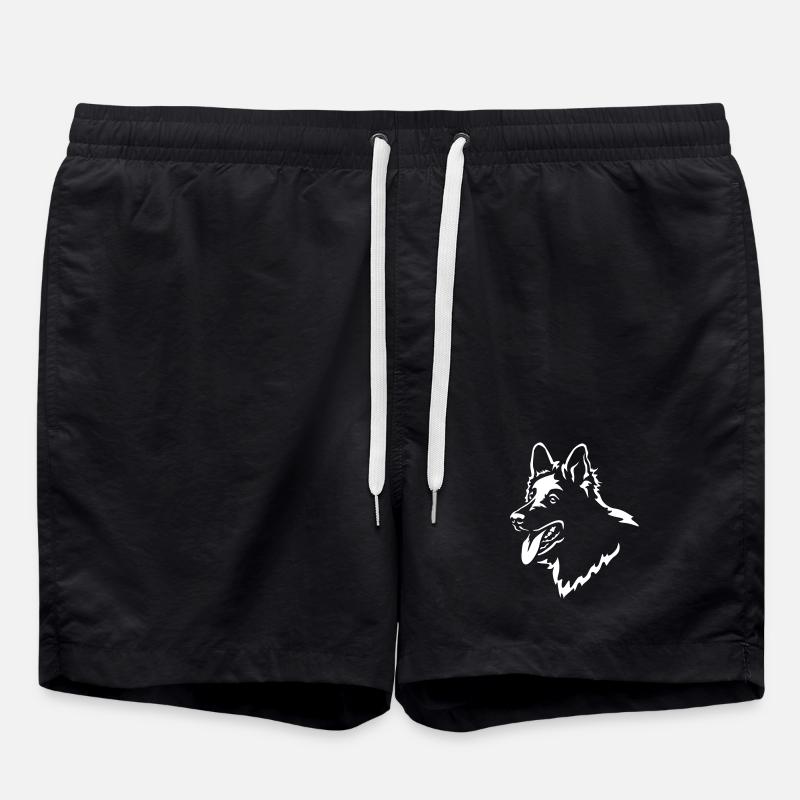 Swiss Shepherd Head - Swim Trunks - black