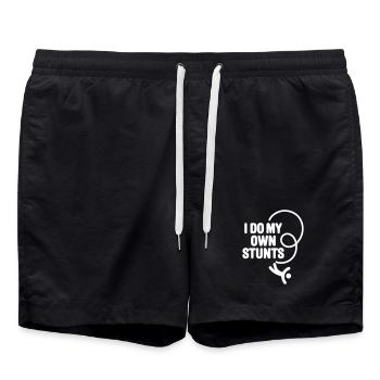 Drôle de saut à l’élastique 'Je fais mes propres cascades' Bungy - Short de bain - noir - Devant - AI Model Male 185 light (185cm)