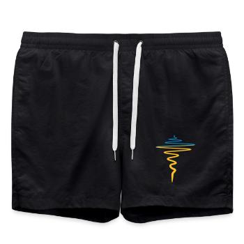 Ukraine Flag Heartbeat Pulse - Swim Trunks - black - Front - AI Model Male 185 light (185cm)