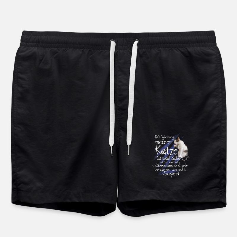 Katzen Wohnung - Badeshorts - Schwarz