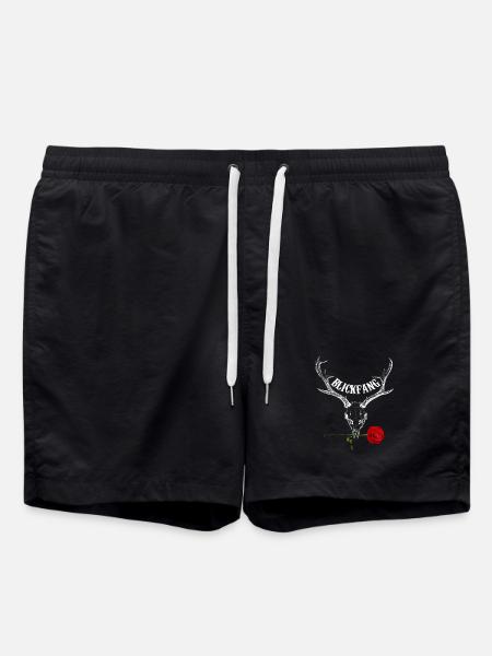 BLICKFANG Wild Rose - Badeshorts - Schwarz