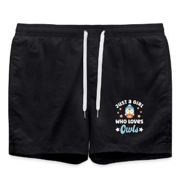 Eule Eulen - Badeshorts - Schwarz - Vorne - AI Model Male 185 light (185cm)