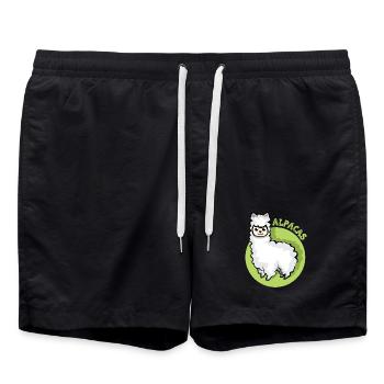 alpaca lama symbol comic cartoon süß Alpaka icon - Badeshorts - Schwarz - Vorne - AI Model Male 185 light (185cm)