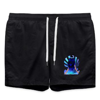 Fleur Enfant Noir Bleu Cheveux Rose Fille - Short de bain - noir - Devant - AI Model Male 185 light (185cm)