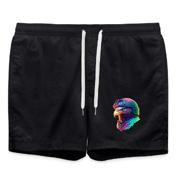 Aigle Néon en Casque Techwear - Short de bain - noir - Devant - AI Model Male 185 light (185cm)