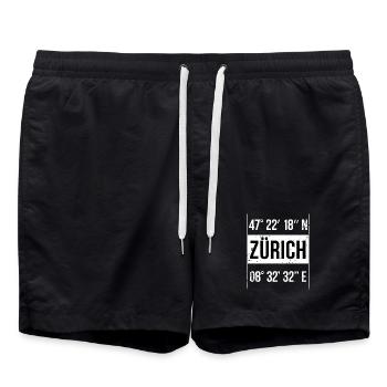 Koordinaten Zürich - Badeshorts - Schwarz - Vorne - AI Model Male 185 light (185cm)