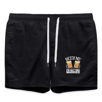 Beer Me I’m Getting Married, drôle d’enterrement de vie de garçon - Short de bain - noir - Devant - AI Model Male 185 light (185cm)