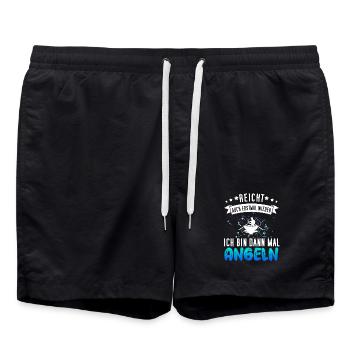 Lustiges Angler Design - Angeln Fischer Geschenk - Badeshorts - Schwarz - Vorne - AI Model Male 185 light (185cm)