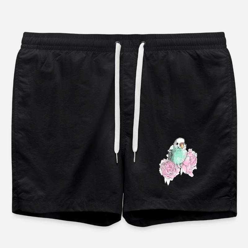 Budgerigars et pivoines - Short de bain - noir