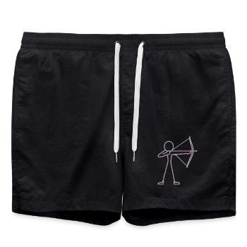 Strichmännchen Bogen Bogenschießen Bogenschütze - Badeshorts - Schwarz - Vorne - AI Model Male 185 light (185cm)