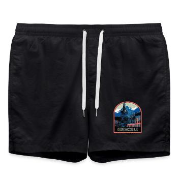 Illustration vue emblématique de Grenoble - Short de bain - noir - Devant - AI Model Male 185 light (185cm)