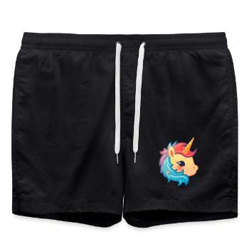 Licorne mignonne | Conception de licorne | Illustration - Short de bain - noir - Devant - AI Model Male 185 light (185cm)
