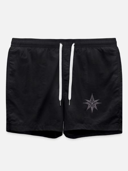Minimalist Poinsettia: Festive - Swim Trunks - black