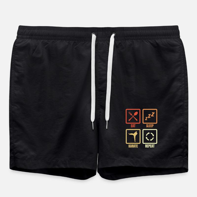 Eat Sleep Karate Repeat - Swim Trunks - black