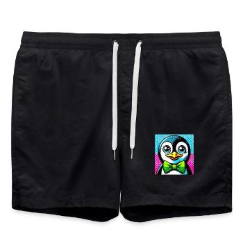 Pingouin avec noeud papillon Pop Art - Short de bain - noir - Devant - AI Model Male 185 light (185cm)