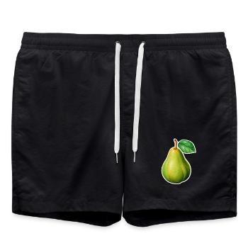 Birne Illustration – Vintage Garten Stil - Badeshorts - Schwarz - Vorne - AI Model Male 185 light (185cm)