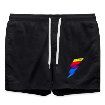Colorful lightning effect on clothes - Swim Trunks - black - Front - AI Model Male 185 light (185cm)