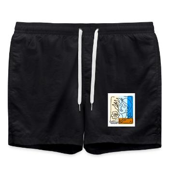 EG Frau I Sommer I Geschenk I Blumen I Muttertag - Badeshorts - Schwarz - Vorne - AI Model Male 185 light (185cm)