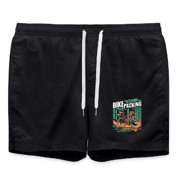 Bikepacking-Abenteuerszene - Badeshorts - Schwarz - Vorne - AI Model Male 185 light (185cm)