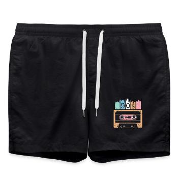 Cassette Musique Années 90 1990s Utilisé Look Logo Classique - Short de bain - noir - Devant - AI Model Male 185 light (185cm)