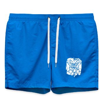 v8 musclecar piston engine car illustration logo - Swim Trunks - cobalt blue - Front