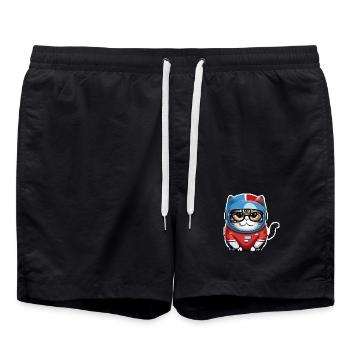 Katze Weltraum Space Cat Astronaut - Badeshorts - Schwarz - Vorne - AI Model Male 185 light (185cm)