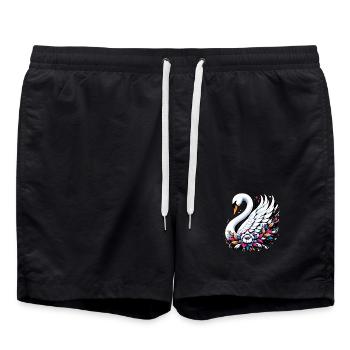 Schwan - Badeshorts - Schwarz - Vorne - AI Model Male 185 light (185cm)