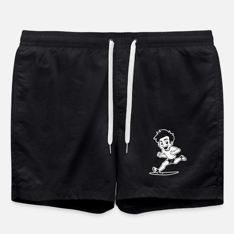Marathon Boy Drawing - Swim Trunks - black