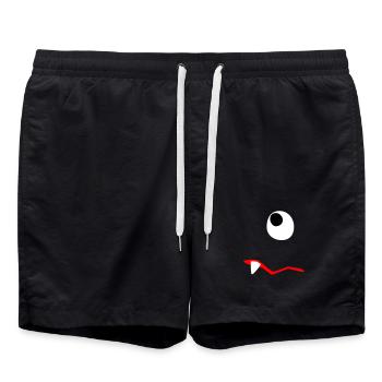 Monster Halloween traurig Comic Zombie Zahn Zyklop - Badeshorts - Schwarz - Vorne - AI Model Male 185 light (185cm)