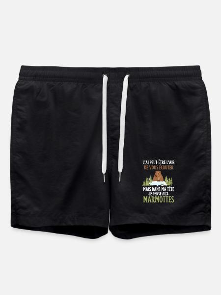 Dans ma tête je pense aux marmottes - Short de bain - noir