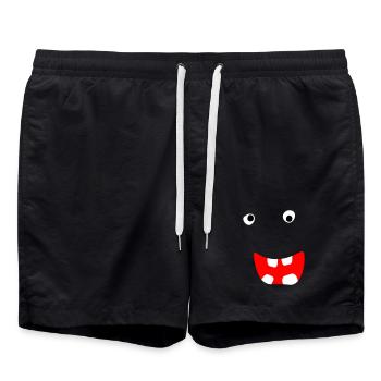Monstre Halloween Bande dessinée Visage effrayant Visage cool - Short de bain - noir - Devant - AI Model Male 185 light (185cm)