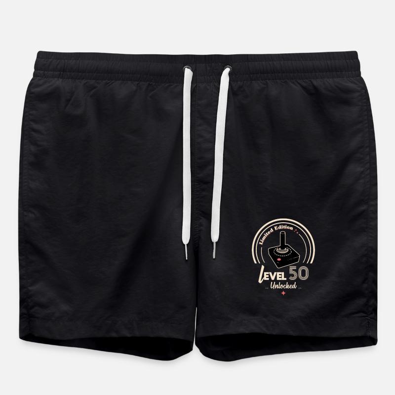 Design-Abzeichen Level 50 Retro-Konsole - Badeshorts - Schwarz