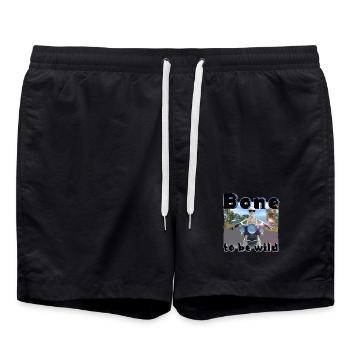 Skelett am Motorrad - Bone to be wild - Badeshorts - Schwarz - Vorne - AI Model Male 185 light (185cm)