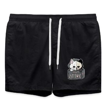 Schrödingers Katze – Still Alive Halloween - Badeshorts - Schwarz - Vorne - AI Model Male 185 light (185cm)