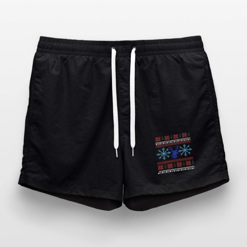 Pixel Christmas Pattern Swim Trunks