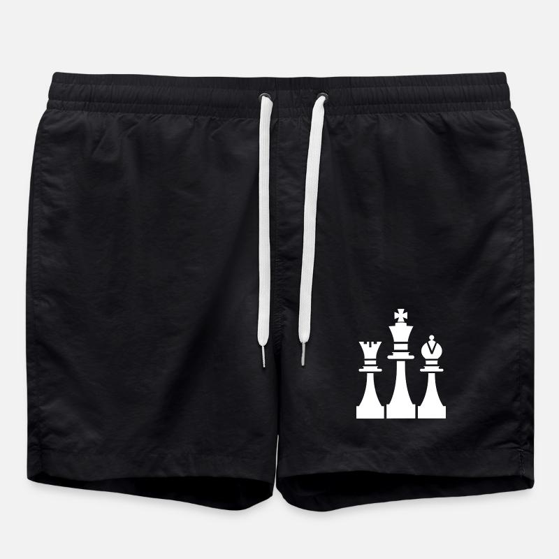 Chess Pieces Drawing - Swim Trunks - black