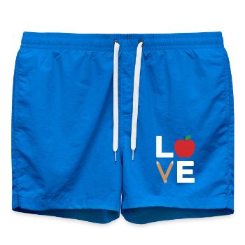 Love Apple Pencil Typography - Swim Trunks - cobalt blue - Front