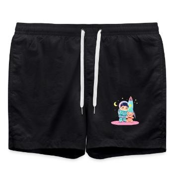 Astronaute avec ours en peluche - Short de bain - noir - Devant - AI Model Male 185 light (185cm)