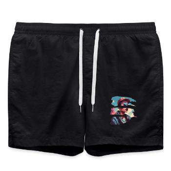 fille girlie sauvage punk freestyle amour peace style - Short de bain - noir - Devant - AI Model Male 185 light (185cm)