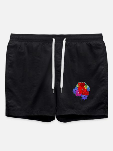 Blütenmeer farbig - Badeshorts - Schwarz